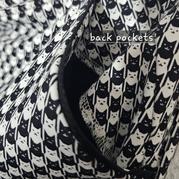 Betabrand Catstooth Dress Pant Yoga Pants L Short Petite NWOT Black White Cat - Picture 9 of 16